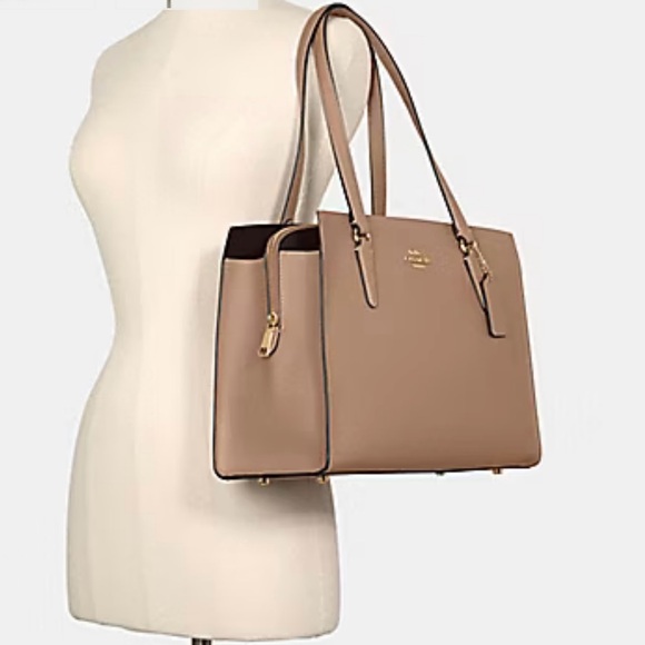 COACH Tatum Satchel/Crossbody Bag in Taupe Oxblood - Picture 1 of 11